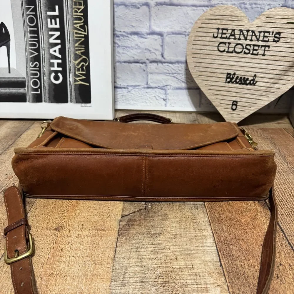 RARE COACH Morgan Glove Tanned Leather Brass Briefcase Made in USA 0602-307